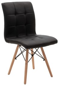 127-000031 Καρέκλα Cian II pakoworld PU μαύρο-φυσικό πόδι 43,0x56,0x81,0εκ PU. METAL. WOOD BLACK - OAK, 1 Τεμάχιο