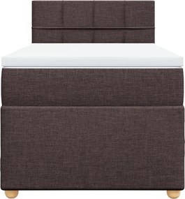 vidaXL Κρεβάτι Boxspring με Στρώμα Σκούρο Καφέ 90x190 εκ. Υφασμάτινο