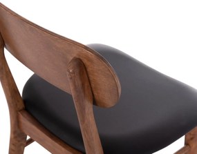 Καρέκλα Τραπεζαρίας SEKOR σε Καρυδί RUBBERWOOD - Μαύρο PU 51x48x79Υεκ. 2αδα 51x48x79 εκ.