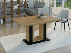 Τραπέζι Goodyear 124, Μαύρο, Artisan βελανιδιά, 75x90x140cm, 63 kg, Επιμήκυνση, Πλαστικοποιημένη μοριοσανίδα | Epipla1.gr