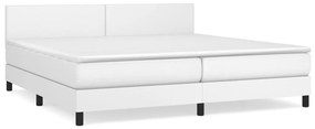 vidaXL Κρεβάτι Boxspring με Στρώμα Λευκό 200x200 εκ. Συνθετικό Δέρμα