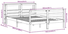 Σκελετός Κρεβ. Χωρίς Στρώμα Καφέ Κεριού 150x200 εκ Μασίφ Πεύκο - Καφέ