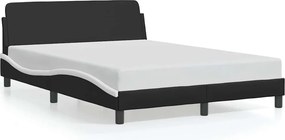 vidaXL Πλαίσιο Κρεβατιού Dover Μαύρο/Λευκό 140x200εκ Συνθ. Δέρμα