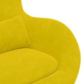vidaXL Αυγό Καρέκλα με Σκαμνί Κίτρινο Βελούδο