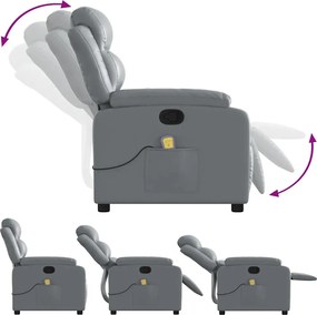 vidaXL Πολυθρόνα Μασάζ Ανακλινόμενη Γκρι από Συνθετικό Δέρμα