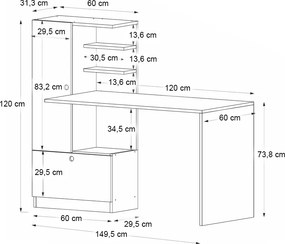 Γραφείο εργασίας Domingo Megapap χρώμα λευκό 149,5x60x120εκ.