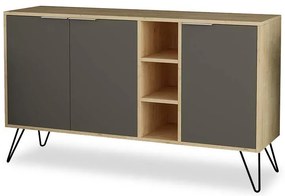 Μπουφές Clara χρώμα light oak-ανθρακί 142x35.5x83εκ 142x35.5x82 εκ.