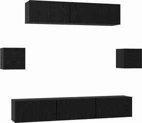 vidaXL Σετ επίπλου τηλεόρασης 7 pcs Μαύρη Οξυά Επεξεργασμένο ξύλο