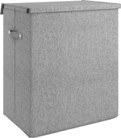 vidaXL Καλάθι Ρούχων Πτυσσόμενο Γκρι 51x34,5x59 εκ. Συνθ. Λινό Ύφασμα