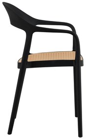 Καρέκλα - Πολυθρόνα CLEO C5935.02 Μαύρη Πολυπροπυλενίου με Μπέζ Ψάθα 57x53x81Υεκ. 57x53x81 εκ.