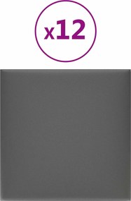 vidaXL Κεφαλάρι Τοίχου 12 pcs 30 x 30 cm Γκρι ύφασμα