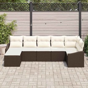 vidaXL Σετ Καναπέ Κήπου 7 pcs Καφέ Πολυ ράταν