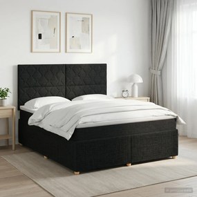 vidaXL Κρεβάτι box spring με στρώμα Μαύρο 140 x 190 cm Ύφασμα