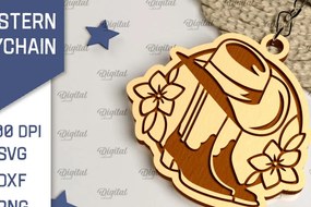 Intra απο ξύλο plywood  Χρώμα wenge 3mm-4mm πάχος - Cowboy Western Keychain Δίασταση 4x4 cm INTRAFABR-123360276