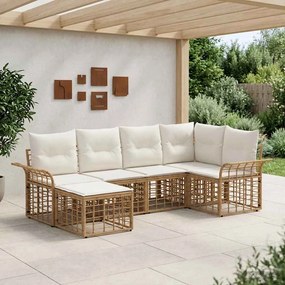 vidaXL Σειρά Καναπέ Εξωτερικού 6 pcs Φυσικό και Κρέμα Λευκό