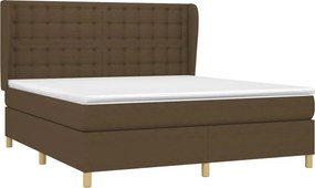 vidaXL Κρεβάτι Boxspring με Στρώμα Σκούρο Καφέ 160x200 εκ Υφασμάτινο
