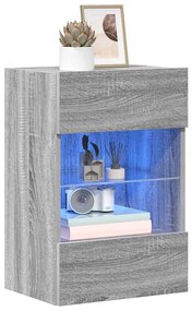 vidaXL Κρεμαστά ντουλάπια με φώτα LED για τηλεόραση 2 Τεμ. Γκρι Sonoma 40x30x60,5 εκ.