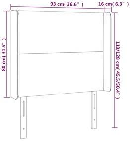 Κεφαλάρι Κρεβατιού LED Μαύρο 93x16x118/128εκ. Συνθετ. Δέρμα 3123846