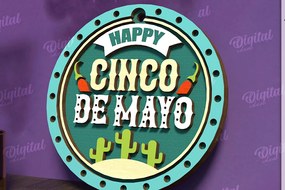 Σετ των 2 Intra απο ξύλο plywood 3mm-4mm πάχος - Cinco De Mayo Στρογγυλή πινακίδα κοπής με λέιζερ Δίασταση 30x20 cm INTRAFABR-119673853