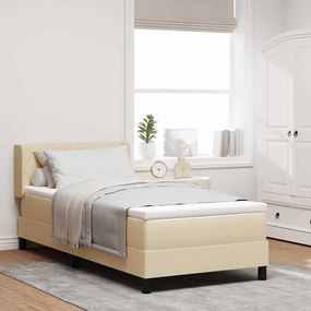 vidaXL Κρεβάτι Box Spring με Στρώμα - Κρεμ, 100 x 200 cm, Υφασμάτινο