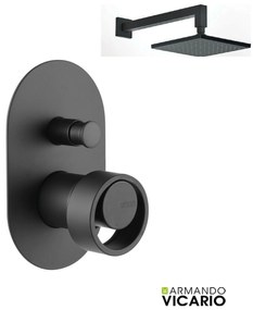 Almar Black Matt Κεφαλή Ντους 30εκ. Με Μπράτσο Τοίχου&amp;μικτ.εντοιχ.με Εκτροπεα Halo Vicario