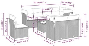 vidaXL Σαλόνι Κήπου Σετ 9 τεμ. Μπεζ Συνθετικό Ρατάν με Μαξιλάρια