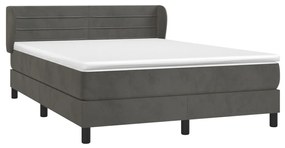 vidaXL Κρεβάτι Boxspring με Στρώμα Σκούρο Γκρι 140x190 εκ. Βελούδινο