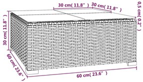 vidaXL Τραπέζάκι Κήπου Μαύρο 60 x 60 x 30 εκ. Συνθετικό Ρατάν/Γυαλί