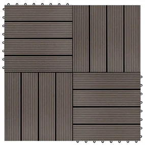 vidaXL Πλακάκια Deck 11 τεμ. Σκούρο Καφέ 30 x 30 εκ. 1 μ² από WPC