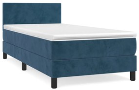 vidaXL Κρεβάτι Boxspring με Στρώμα Σκούρο Μπλε 80 x 200 εκ. Βελούδινο