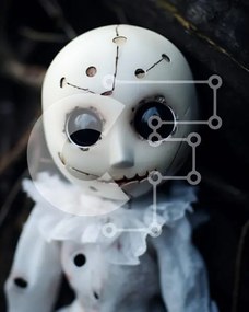 Intra Συλλεκτικό Ξύλινο Παζλ Plywood 4mm - Λευκή κούκλα με μαύρα μάτια στο έδαφος Σε Ξύλινο Κουτί - Διαστάσεις Puzzle: 10x10 cm – 25 κομμάτια