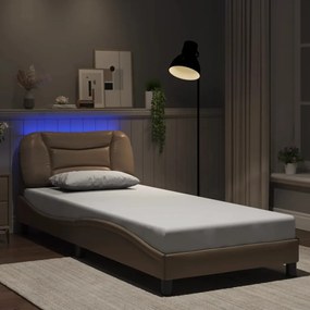 Πλαίσιο Κρεβατιού με LED Καπουτσίνο 80x200 εκ. Συνθετικό Δέρμα