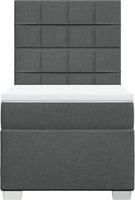 vidaXL Κρεβάτι Boxspring με Στρώμα Σκούρο Γκρι 90x200 εκ. Υφασμάτινο
