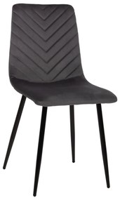 DINING CHAIR LATRELL  GREY VELVET &amp; BLACK METAL LEGS 43x54x88Hcm.