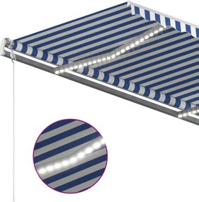 vidaXL Αναδιπλούμενη τέντα Μπλε και άσπρο 450 x 350 εκ
