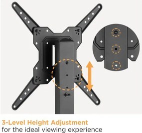 POWERTECH επιτραπέζια βάση τηλεόρασης PT-1281, 23-55", έως 40kg