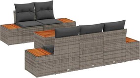 vidaXL Σετ Καναπέ Κήπου με αποθήκευση 6 pcs Γκρι Πολυ ράταν
