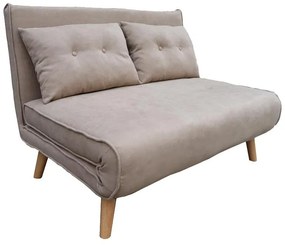 Josuane sofa-bed two-seater beige fabric and natural wood leg 117x80x81cm 117x80x81 εκ.