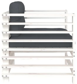 vidaXL Καρέκλες Κήπου με Μαξιλάρια 2 τεμ. Λευκές από Μασίφ Ξύλο Πεύκου