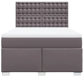 Κρεβάτι Boxspring με Στρώμα Γκρι 160x200εκ. από Συνθετικό Δέρμα - Γκρι