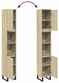 vidaXL Ντουλάπι Μπάνιου Sonoma Δρυς 30x30x190 εκ. Επεξεργασμένο Ξύλο