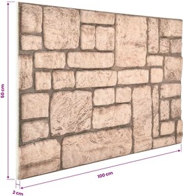 vidaXL Πάνελ τοίχου 10 pcs Μπεζ 100 x 50 cm Αφρός EPS