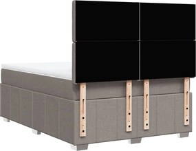 vidaXL Κρεβάτι Boxspring με Στρώμα Taupe 140x190 εκ. Υφασμάτινο