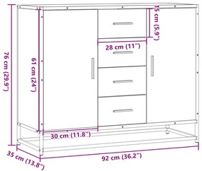 SIDEBOARD ΚΑΠΝΙΣΤΗ ΔΡΥΣ 92X35X76 CM ΚΑΤΑΣΚΕΥΑΣΜΕΝΟ ΞΥΛΟ 3300827