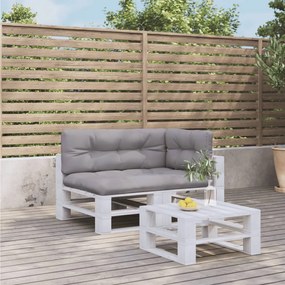 vidaXL Μαξιλάρια Παλέτας 3 τεμ. Γκρι Υφασμάτινα