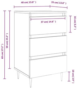 Κομοδίνο Καπνιστή Δρυς 40 x 35 x 69 εκ. από Επεξεργ. Ξύλο - Καφέ