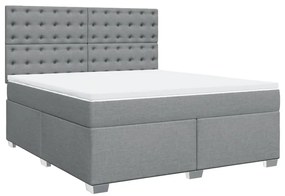 vidaXL Κρεβάτι Boxspring με Στρώμα Ανοιχτό Γκρι 180x200 εκ. Υφασμάτινο