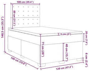 Κρεβάτι Boxspring με Στρώμα Μπλε 120x190 εκ. Βελούδινο - Μπλε