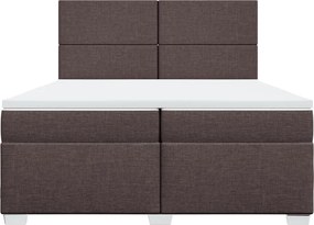 vidaXL Κρεβάτι Boxspring με Στρώμα Σκούρο Καφέ 200x200 εκ. Υφασμάτινο