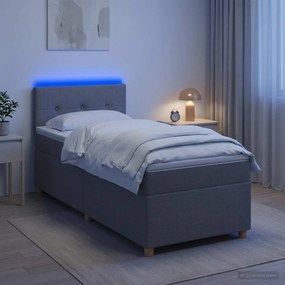 vidaXL Κρεβάτι box spring με στρώμα Ανοιχτό γκρι 80 x 200 cm Ύφασμα
